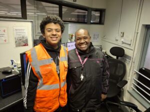  674ece204da04 674ece204da05bowie With C2c Train Announcer Paul Thomas At Fenchurch Street Station.jpg